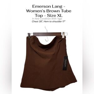 Emerson Lang Strapless Tube Top Brown Cowl Neck NWT XL